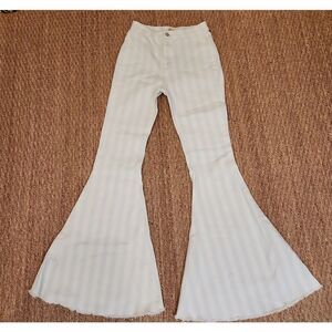 Altar'd State White And Light Blue Flared Pants Size S